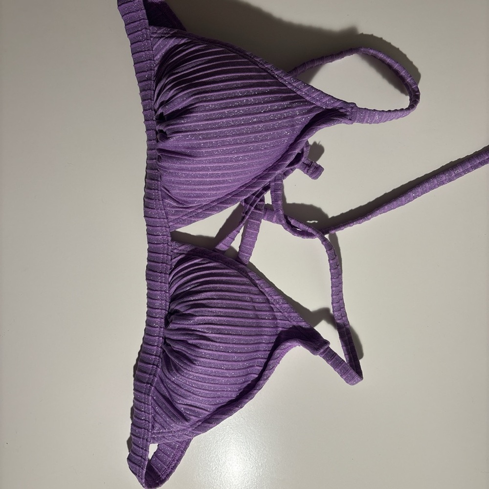 Target SparklyPurple Ribbed Bikini Top